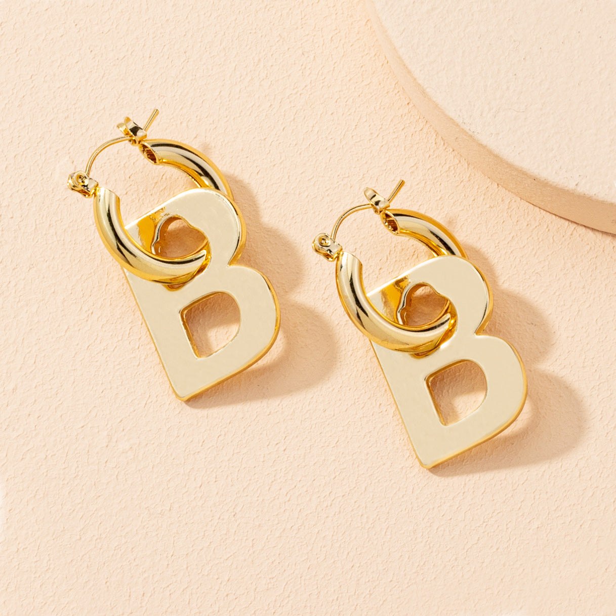 Stainless Steel Pendant Letter B Earrings
