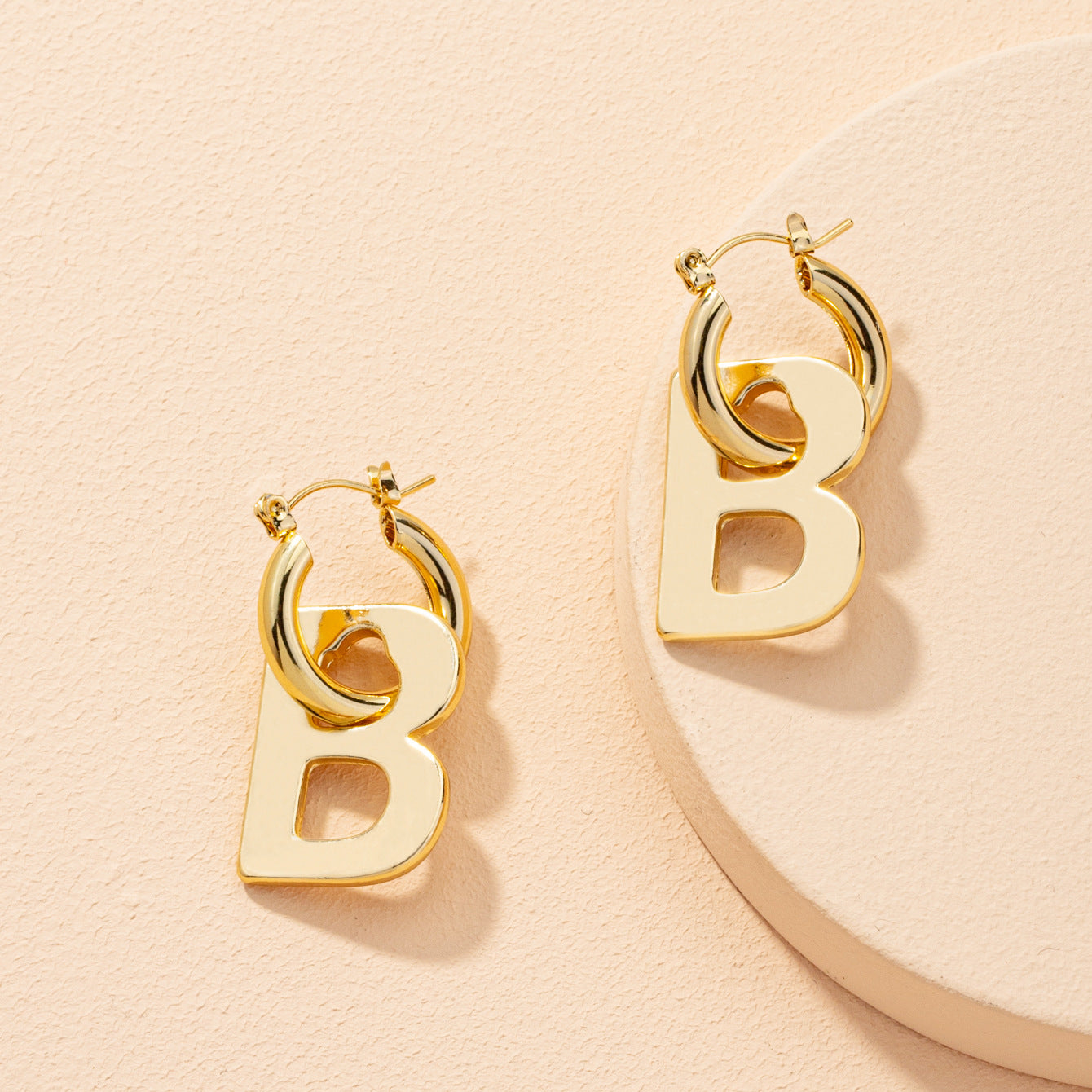 Stainless Steel Pendant Letter B Earrings