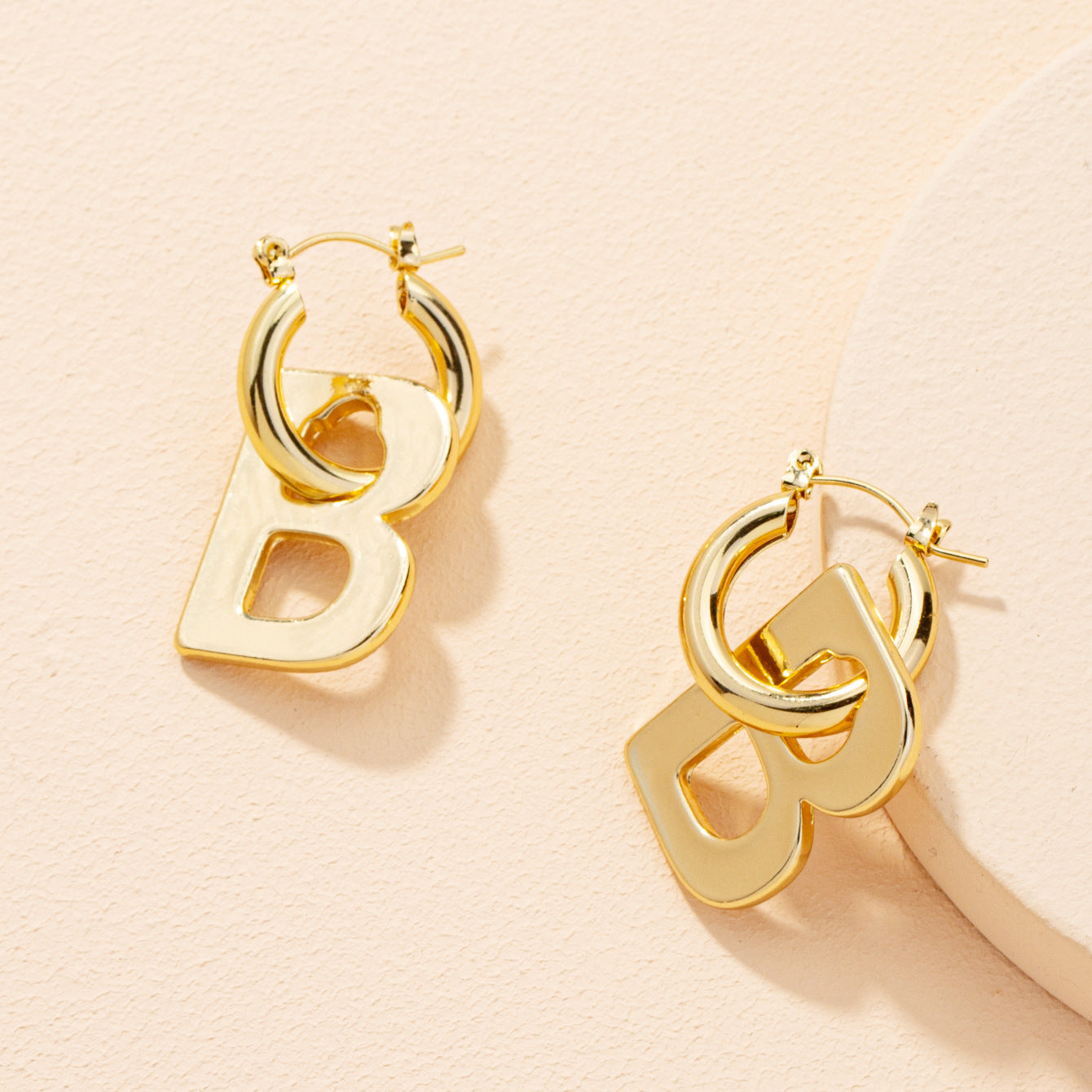 Stainless Steel Pendant Letter B Earrings