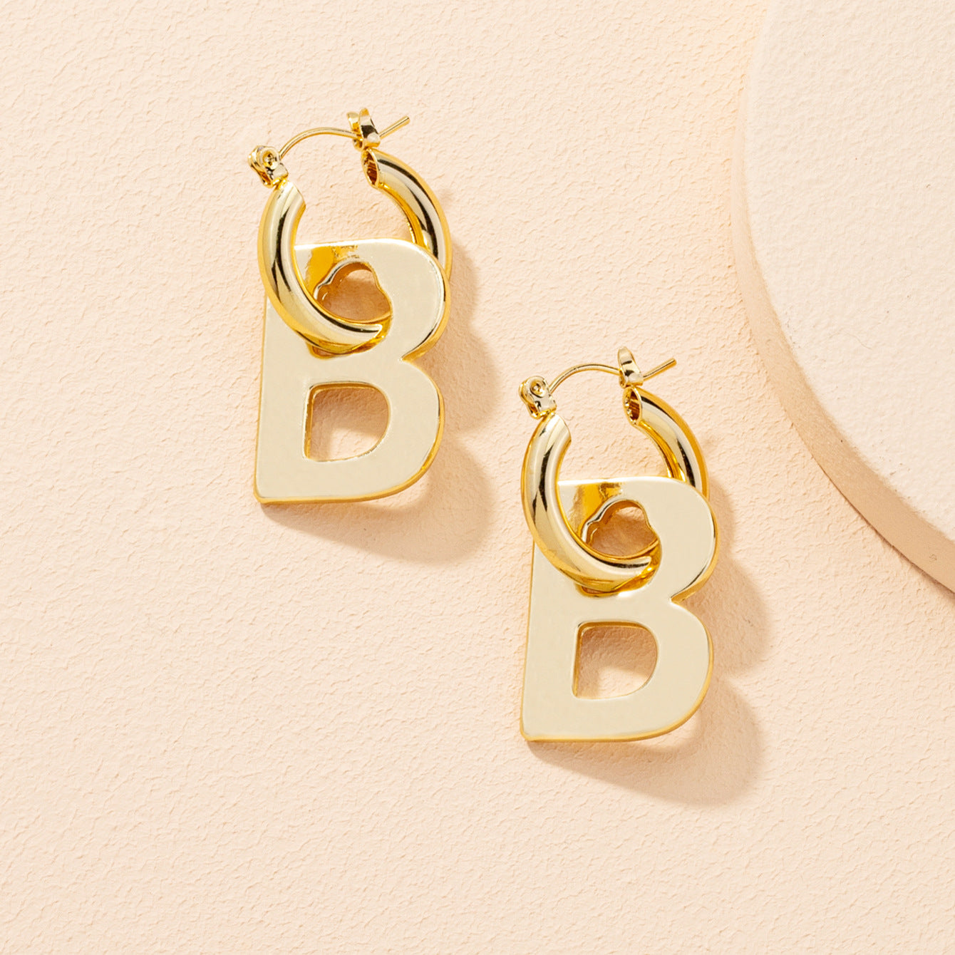 Stainless Steel Pendant Letter B Earrings