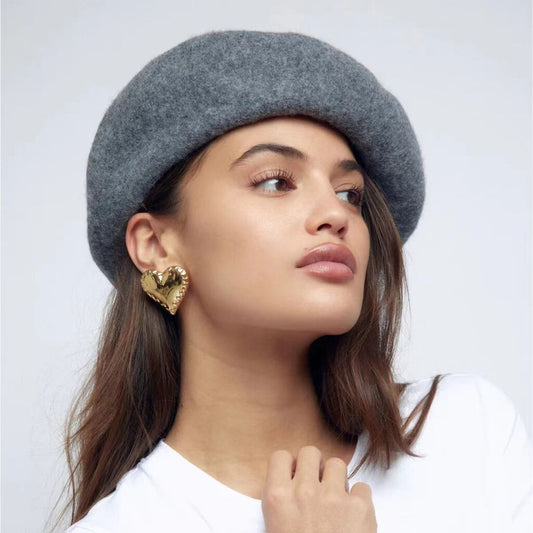 SISSLIA 18k Gold Stainless Steel Heart-shaped Gold love Edge Polished Earrings High-end Design Women's Earrings