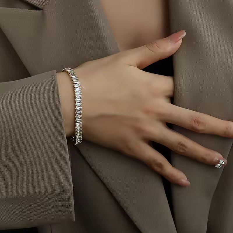 Sisslia Fashion New Premium Full Diamond Zircon Titanium Steel Color-proof Bracelet for Women