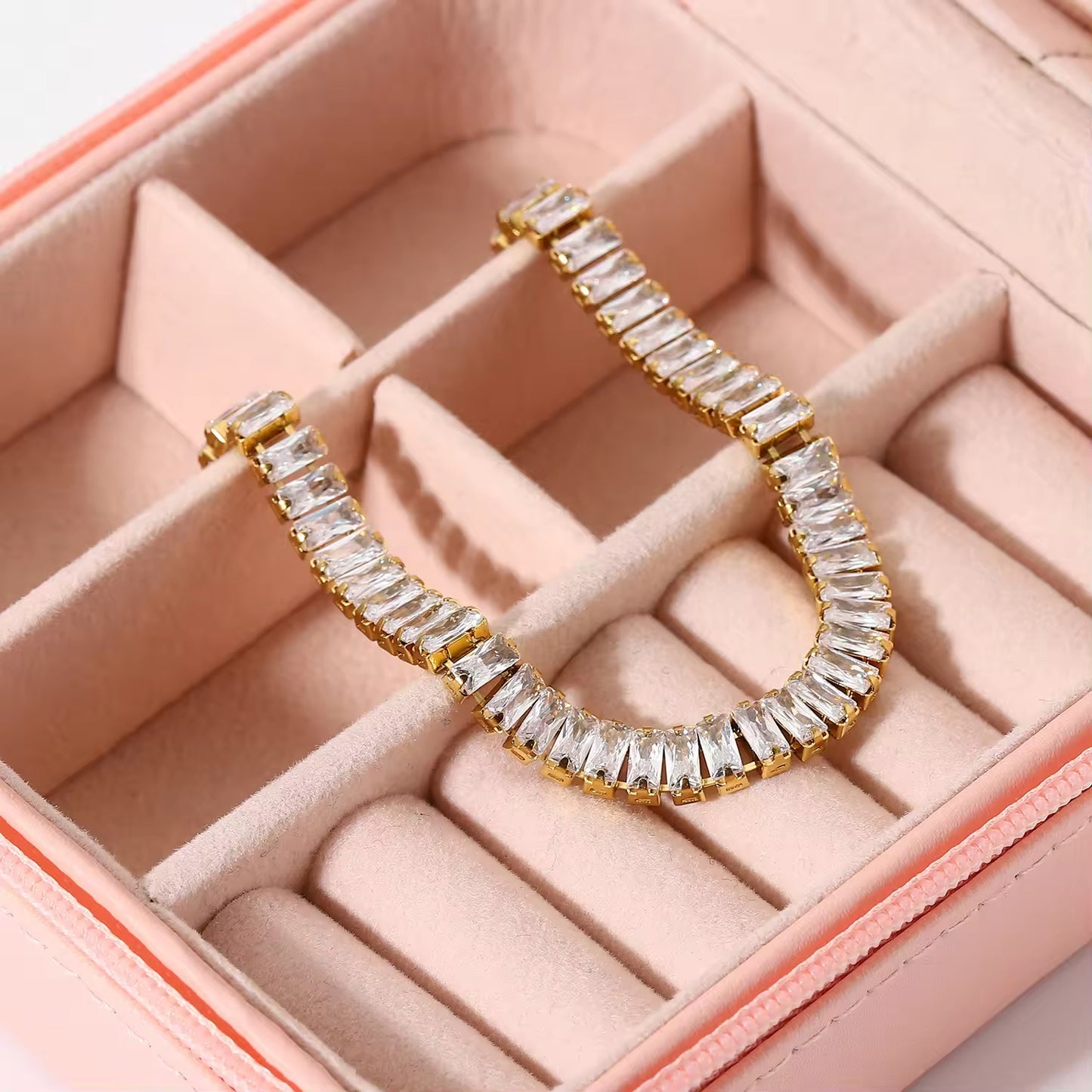 Sisslia Fashion New Premium Full Diamond Zircon Titanium Steel Color-proof Bracelet for Women