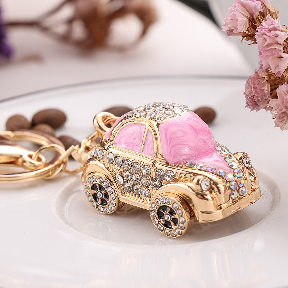 SISSLIA Rhinestone Car Keychain Sparkling Keychain for Car Car Shape Rhinestone Keychain Stylish Bag Charm Fashion Accessory