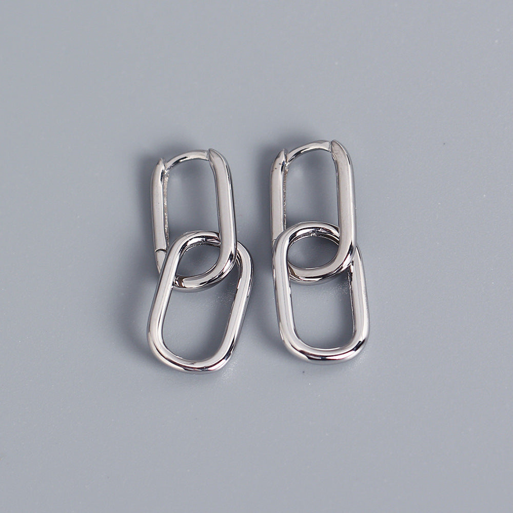 SISSLIA Geometric Square Oval Hoop Earrings for Women Vintage Golden Drop Dangle Hot Elegant Love Earrings Gift