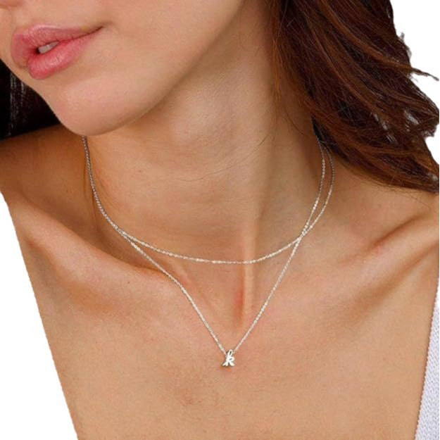 SISSLIA Layered Initial Necklaces for Women 14K Gold Letter A-Z Pendant Necklace Monogram Layered Initial Necklaces for Women