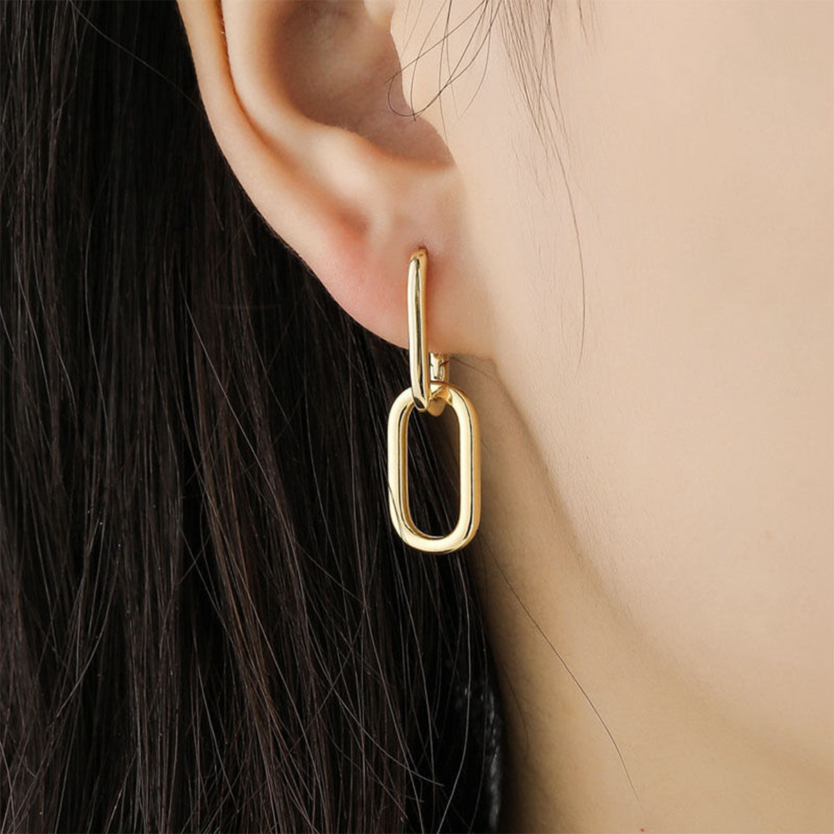 SISSLIA Geometric Square Oval Hoop Earrings for Women Vintage Golden Drop Dangle Hot Elegant Love Earrings Gift