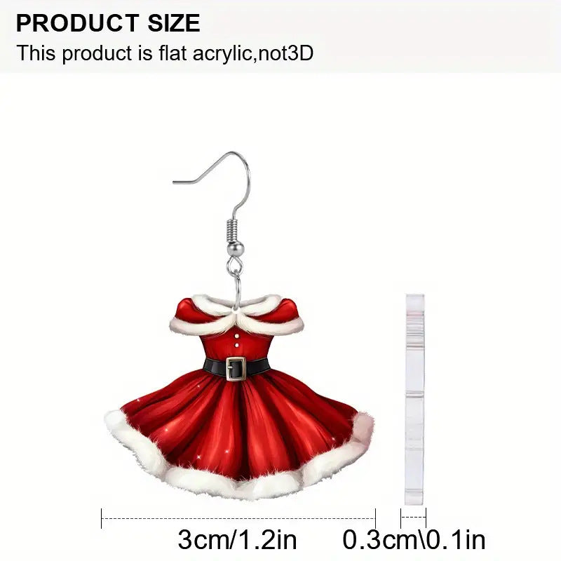 SISSLIA New Red Color Velvet Dress Pendant Women Hook Earrings Creative Christmas Gifts Drop Earrings Handmade Fashion Jewelry