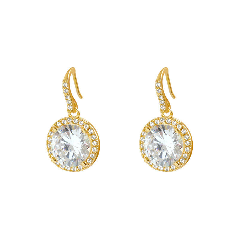 Round gold rhinestone earrings