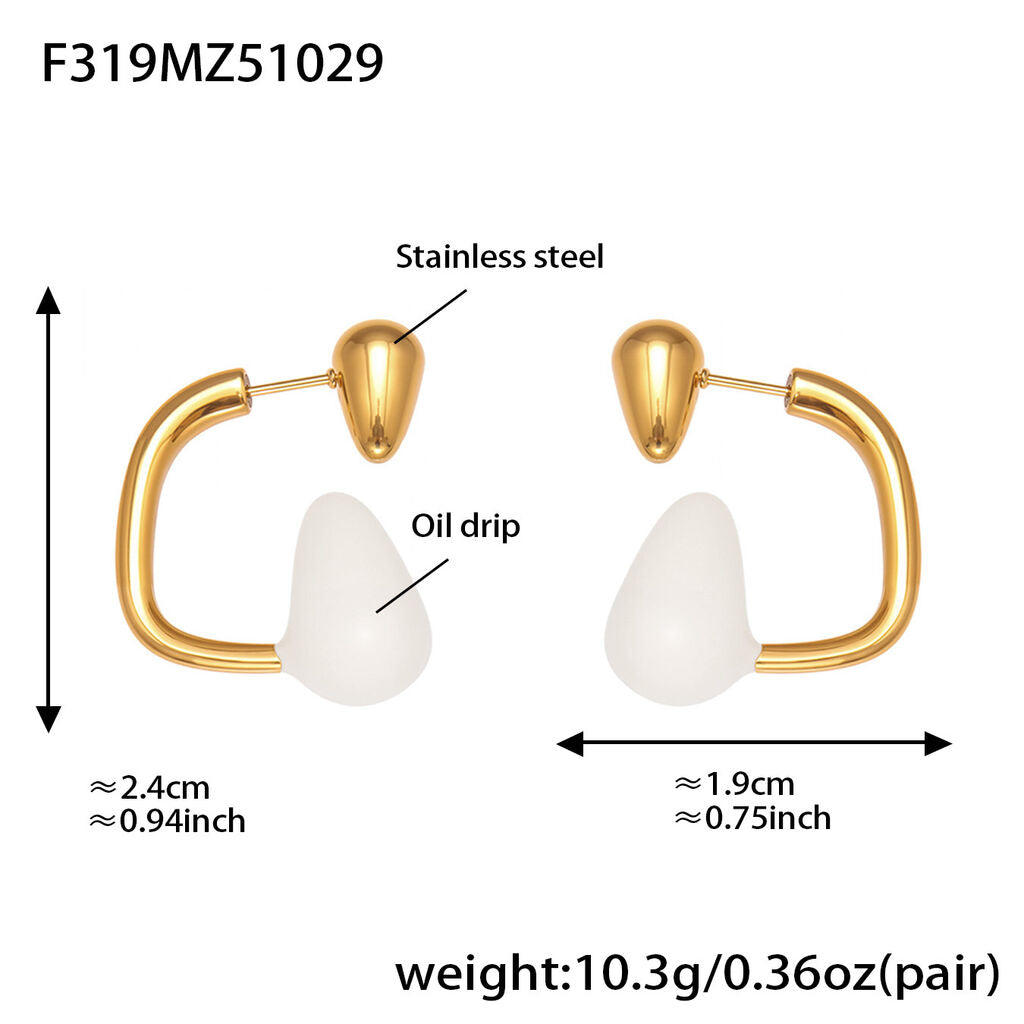 SISSLIA Minimalist Style Multi-Color Enamel Glaze Water Drop Earrings Plated 18K Gold Oil-Drip Personalized Versatile