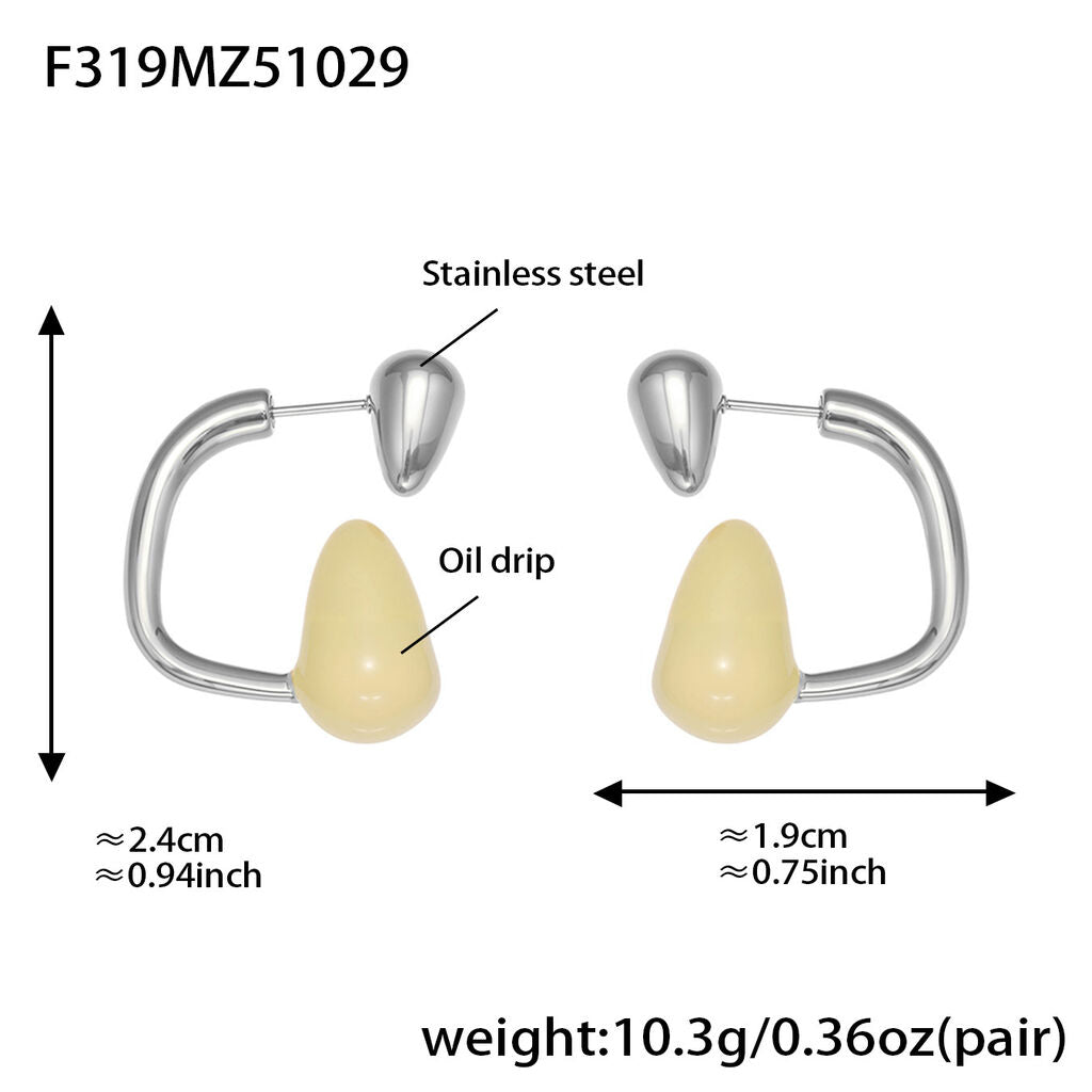 SISSLIA Minimalist Style Multi-Color Enamel Glaze Water Drop Earrings Plated 18K Gold Oil-Drip Personalized Versatile