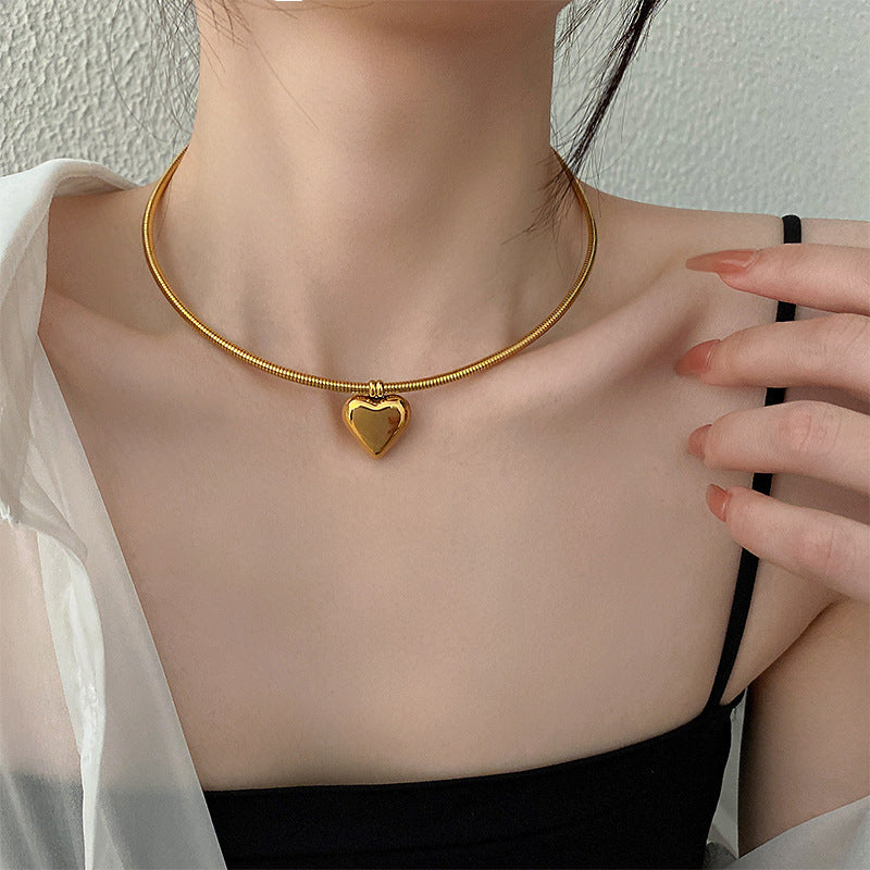 Gold Heart Pendant Necklace