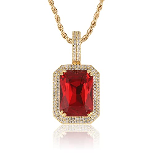 Rectangle Gemstone Pendant Necklace