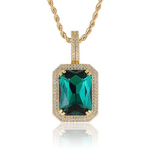 Rectangle Gemstone Pendant Necklace