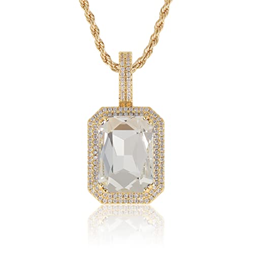 Rectangle Gemstone Pendant Necklace