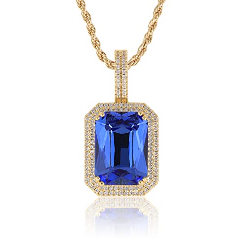 Rectangle Gemstone Pendant Necklace