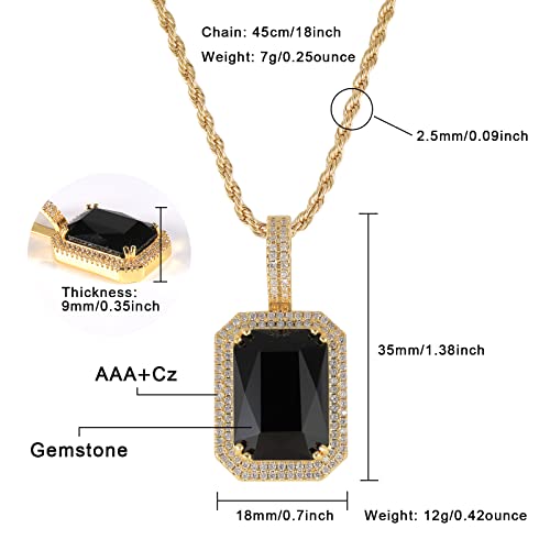 Rectangle Gemstone Pendant Necklace