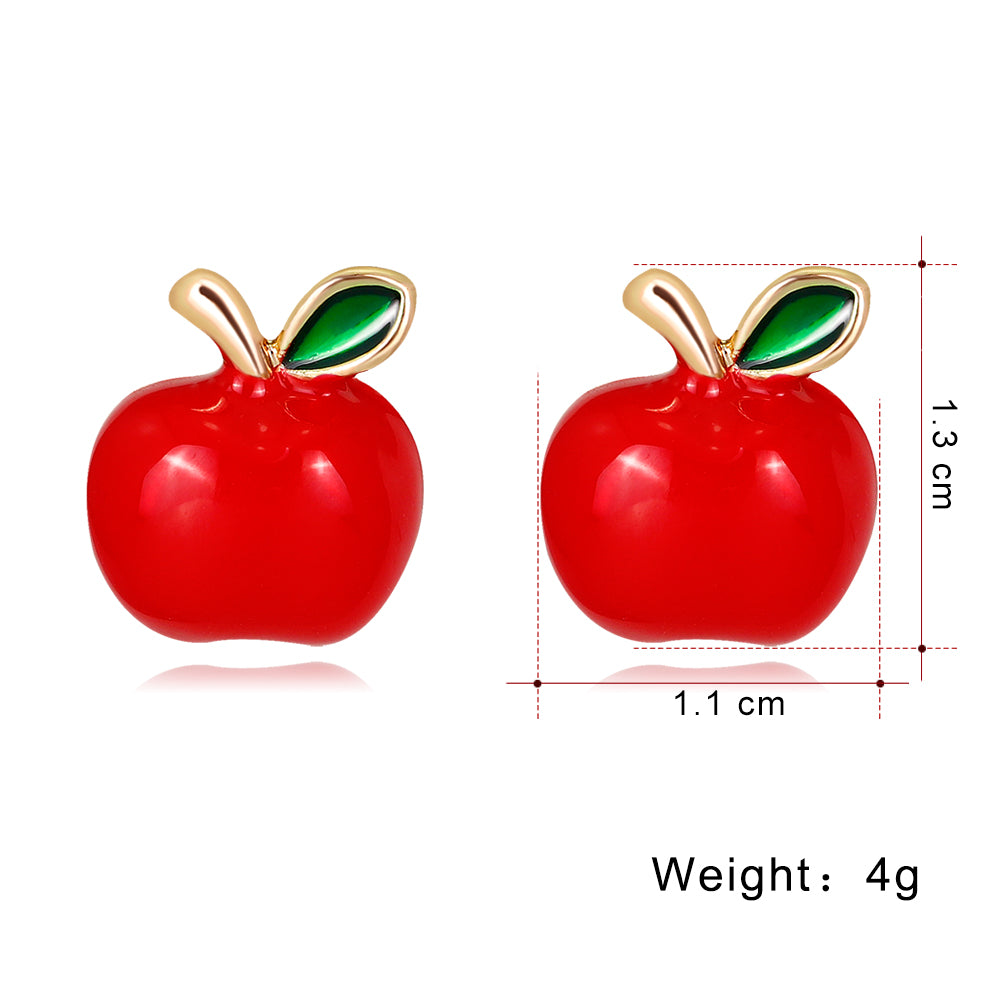 Painting Oil Red Apple Earrings