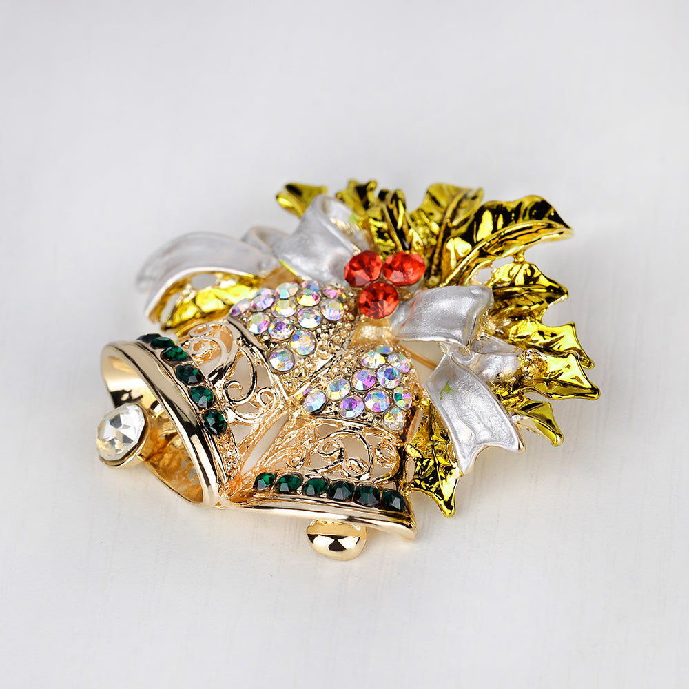 Rhinestone Enamel Bell Brooches