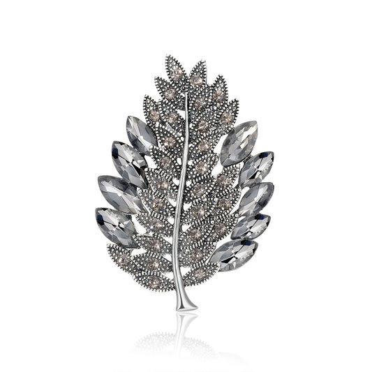 Vintage Diamond Leaf Brooch