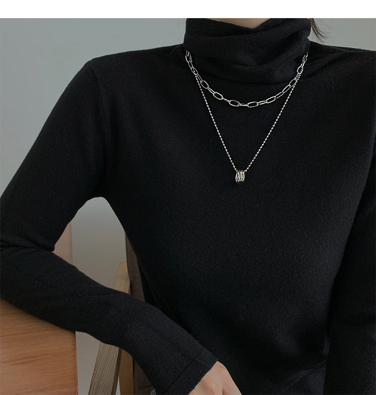Female Ring Pendant Double Layer Necklace